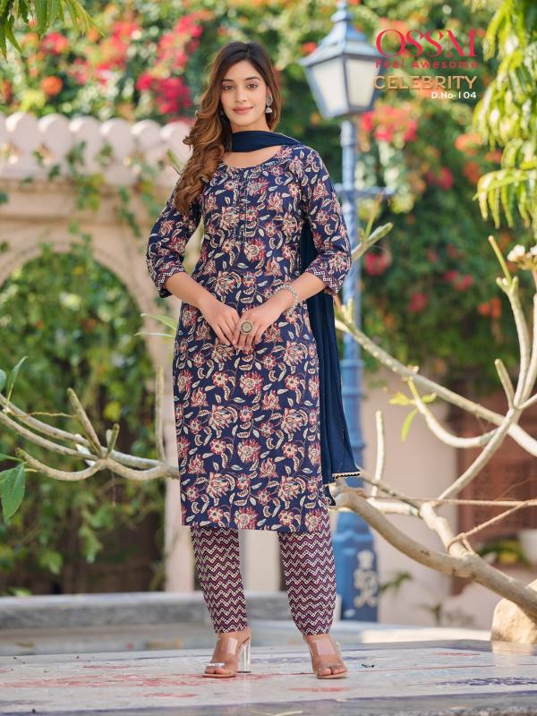 Ossm Celebrity Vol 1 Fancy Cotton Kurti With Bottom Dupatta Collection